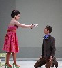Poppea (Soprano Kathleen Kim) doubts the true motivations of her love Ottone (Countertenor Anthony Roth Costanzo), who is being manipulated by Agrippina. 