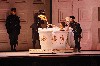 Poppea (Soprano Kathleen Kim) makes a splashy entrance while attended to by court servants. 