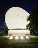 Pavilion by Rem Koolhaus and structural designer Cecil Balmond with the centrepiece of the design including a spectacular ovoid-shaped inflatable canopy that floated above the Serpentine Gallery’s lawn, 2006