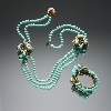 Necklace and Bracelet Set by Miriam Haskell, Gold-plated,metal, pate-de-verre/amazonite, and Indian Sapphire, D. Swarovski & Co., 1940