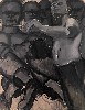 The features of the artist are recognizable in this painting from a 1969 series of Self Portraits.