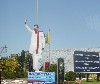 Statue of President Mahinda Rajapakse at gateway to airport