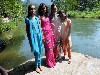 Mother with her daughters by the river