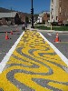 Not following a straight line. 