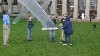 Installers Rolling Out the Inflatable Material in Killian Court.