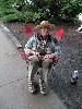 Artist Dan Field minding his alfresco gallery.
