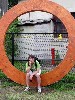 A fan demonstrates a seated O.