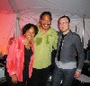 Terri, James, and Cedric cooling off after a hot set in The Jazz Tent. 