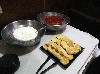There were fresh bisquits and real whipped cream to go with thawed strawberries. 