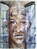 The large expressionist painting Young Mill Spirit by Dawn Nelson was inspired by the series of Lewis Hine photographs of child labor. 