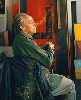 Kepes in his painting studio following retirement from MIT