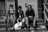On the steps of their New York loft in 1979 with the pooch Jelly. 