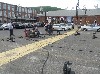 Rita McKeough&rsquo;s work was set up in the parking lot during the opening.
