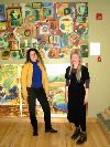 Jaye Fox, left, and Karen Kane with their work in a temporary gallery on Main Street.