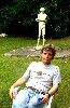 The artist and entrepreneur Eric Rudd with one of his sculptures.