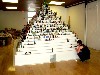 Installing a pyramid of toys Maya III by Jarvis Rockwell.