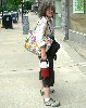 Artist Dianne Sullivan on her way to work at the new coop on Main Street.