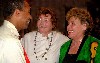 Governor Duval Patrick has been seen enjoying many Berkshire events lately. Here he chats with Tina Packer, founder of Shakespeare & Company and long time supporter Elayne Bernstein, whose name graces their newest theatre. Charles Giuliano photo.