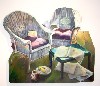 A shaped canvas by Susan Graber.