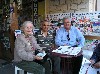 Tea with the mayor,seated on the right, Goksel on the left