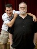 Composer Bill Finn (r) with Barrington cast member Miguel Cervantes(l) who performed as Chip in Spelling Bee this past June at Barrington Stage.  Giuliano photo.