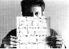 Glass with one of his scores.
