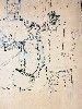 In the Street, 1887, pen and black ink over blue pencil on paper.