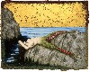 Secular Icon "When We Talk About Rape," 1992, depicts a ravished mermaid splayed out on a rock.