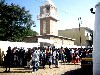 Students and fsculty gathered outside the school.