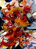 A gestural abstract painting by Oliver Vernon,  Siren Song, 2009
gouache on paper,  8.5" x 11"
.